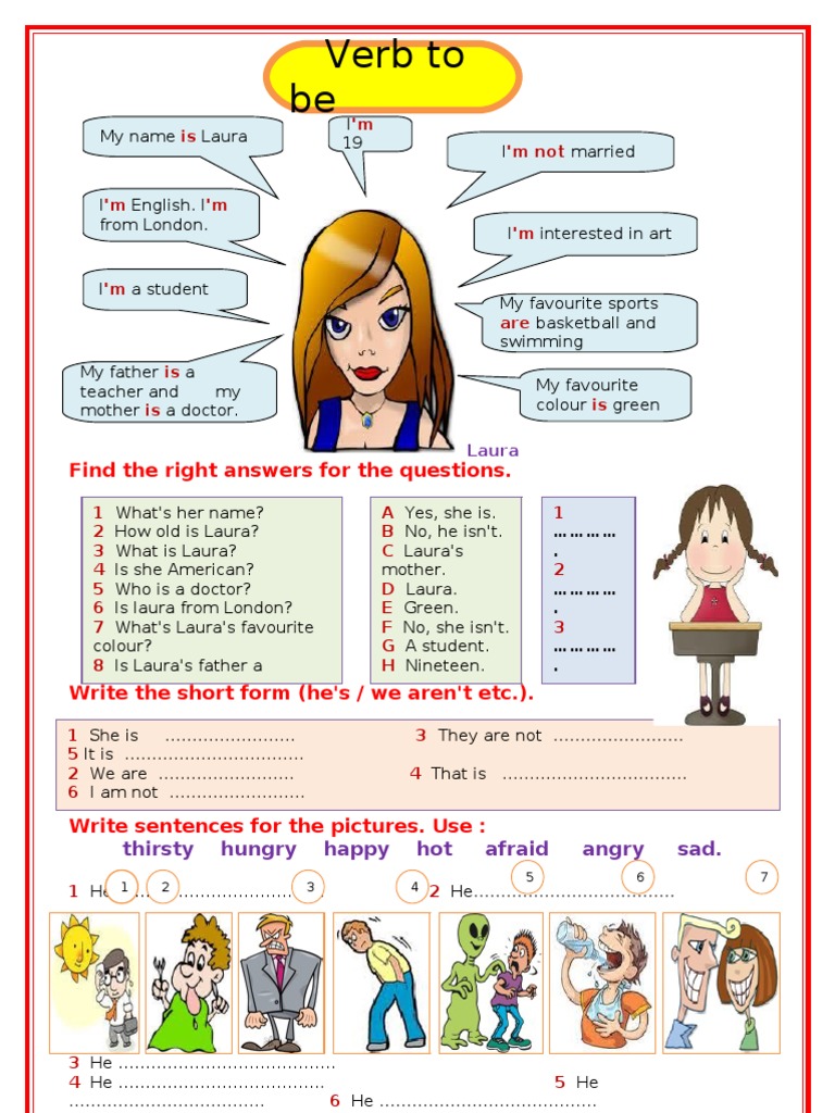 Verb to Be Exercises for Beginners | PDF