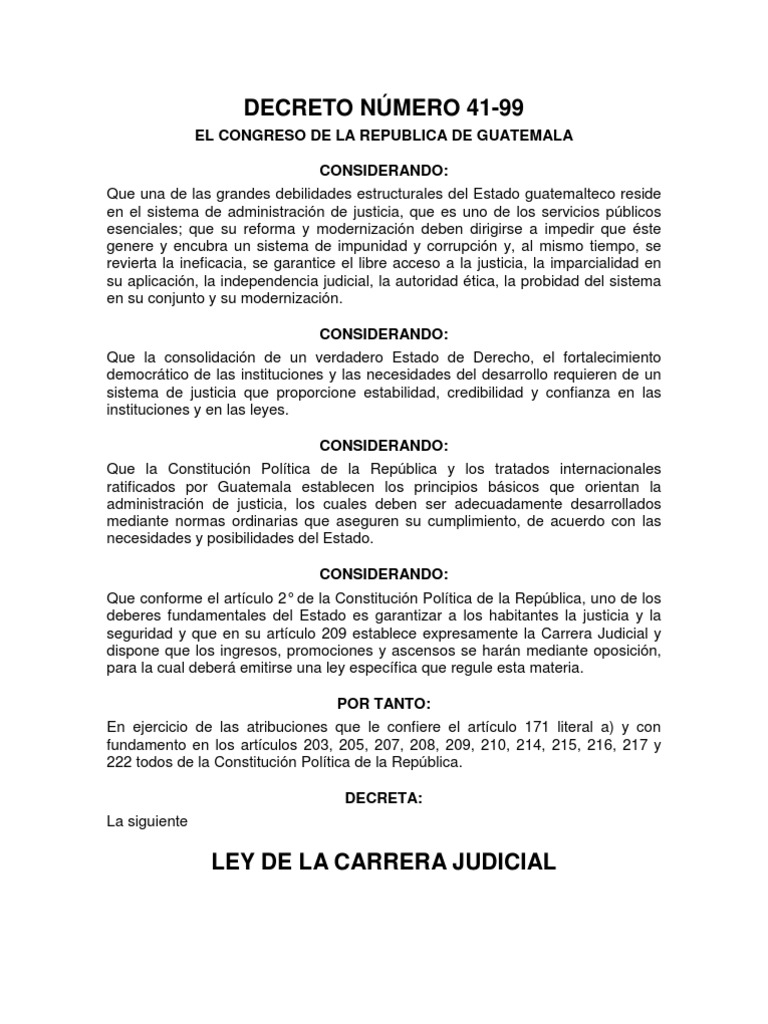 Ley de Carrera Judicial en Guatemala | PDF | Juez | Separación de poderes