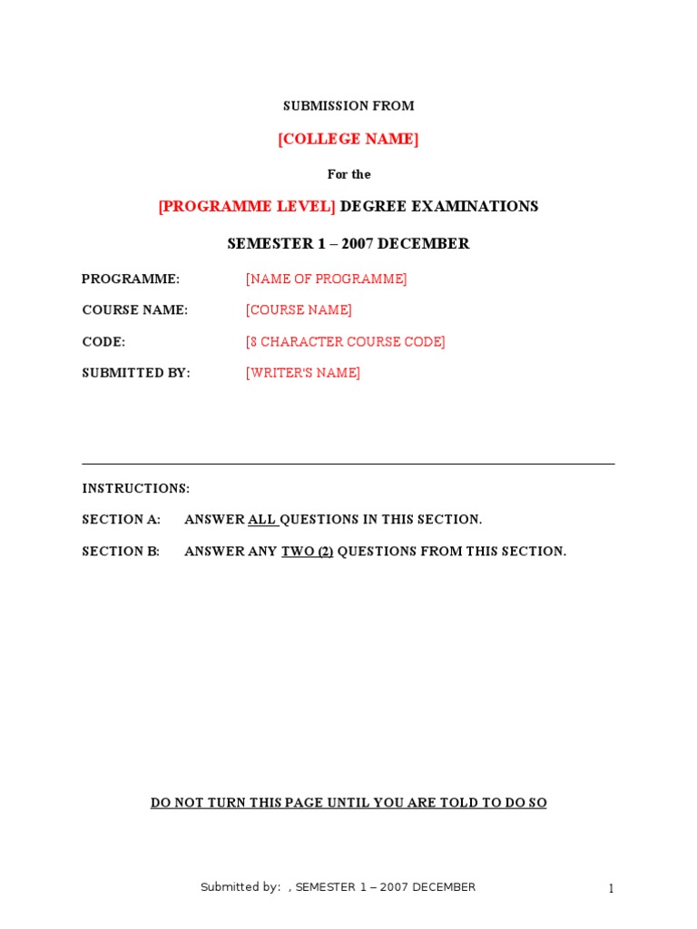 Exam Instructions and Format Guide | PDF | Academic Term | Academia