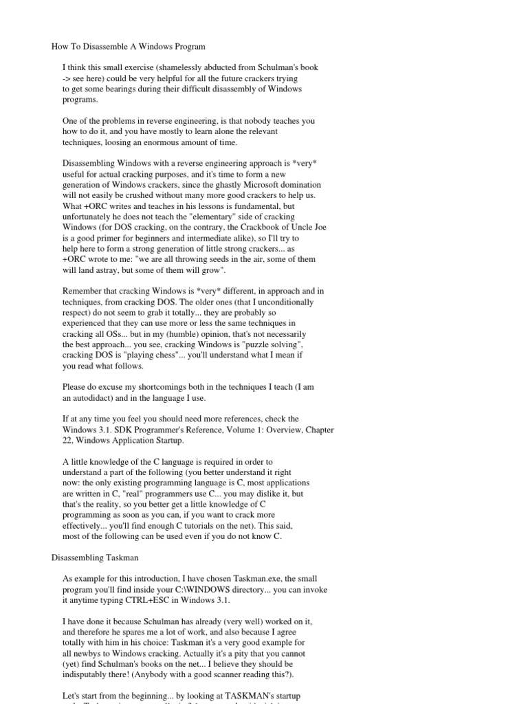 Disassembling Windows Programs Guide | PDF | C (Programming Language ...