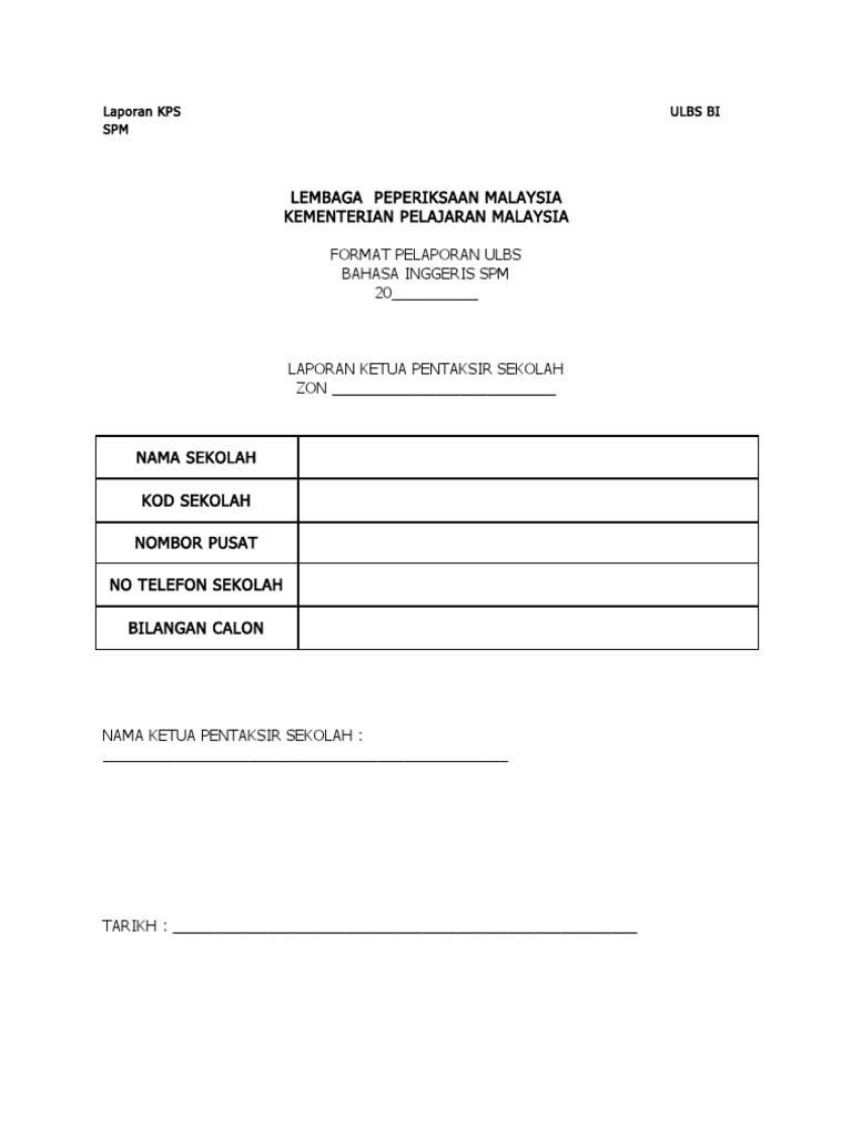 Laporan KPS ULBS BI SPM.doc