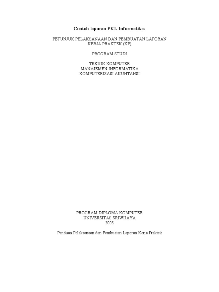 Contoh Laporan Pkl Informatika