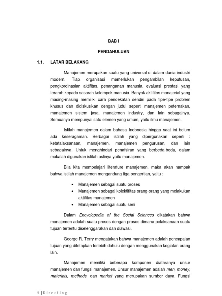 Fungsi Manajemen Pengarahan Directing