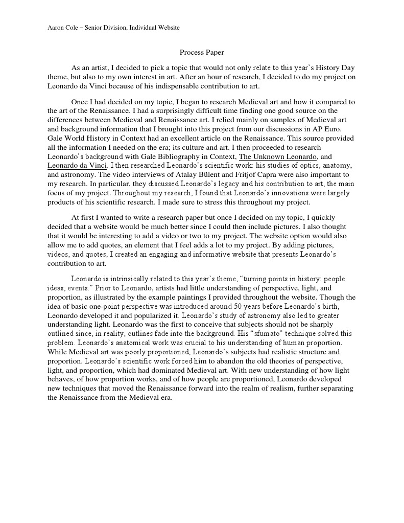 Process Paper | PDF | Leonardo Da Vinci | Realism (Arts)