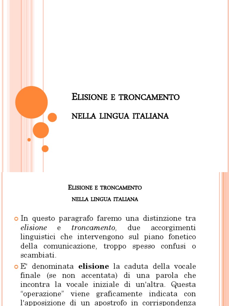 Elisione e Troncamento | PDF