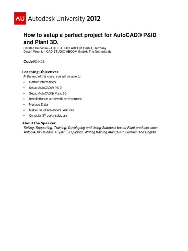 How To Setup A Perfect Project For AutoCAD® P&ID and Plant 3D. | PDF ...