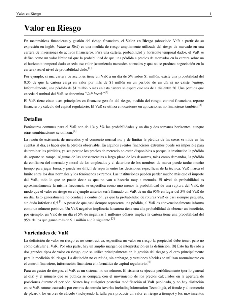 Valor en Riesgo Var | PDF | Valor en riesgo | Economias