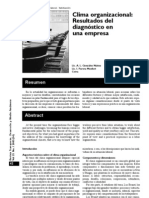 GONZÁLEZ y PARERA (2005) Clima Organizacional. Resultado del diagnóstico en una empresa