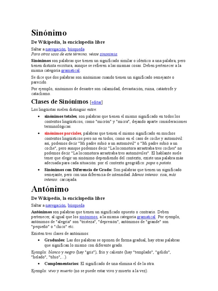 Sinónimo | Diccionario | Palabra