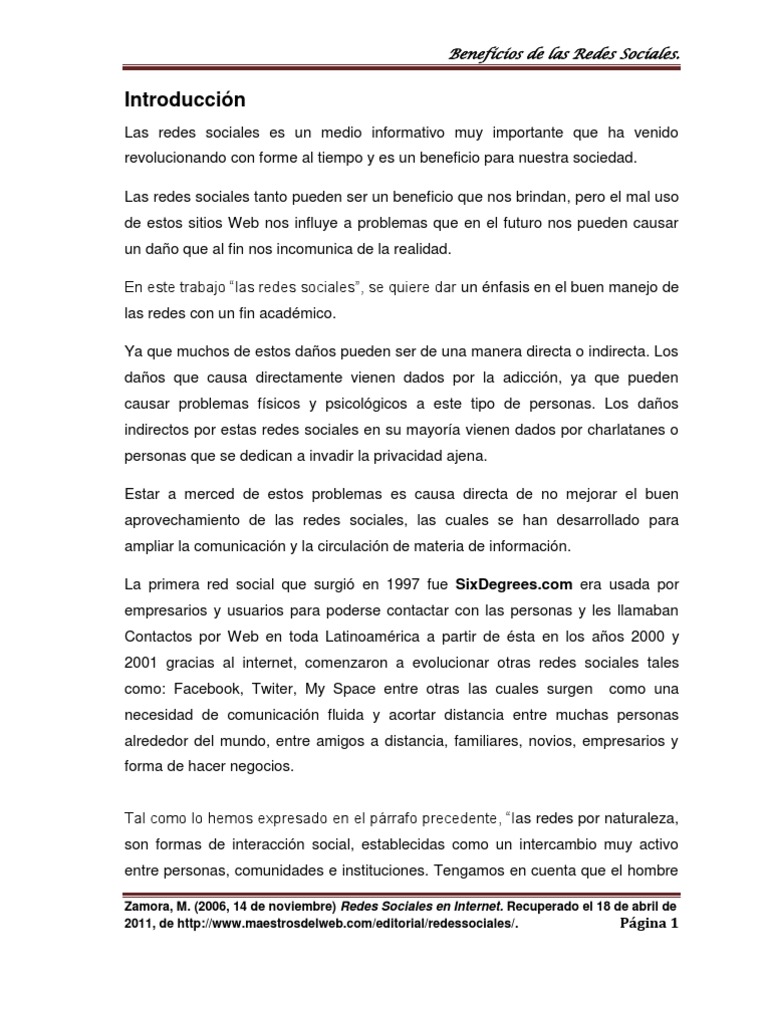 Beneficios y Riesgos de las Redes Sociales | PDF | Servicio de redes ...