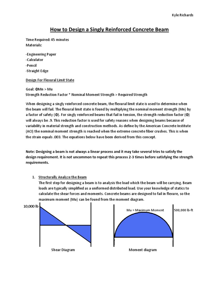 How To Design A Singly Reinforced Concrete Beam | PDF | Strength Of  Materials | Beam (Structure)