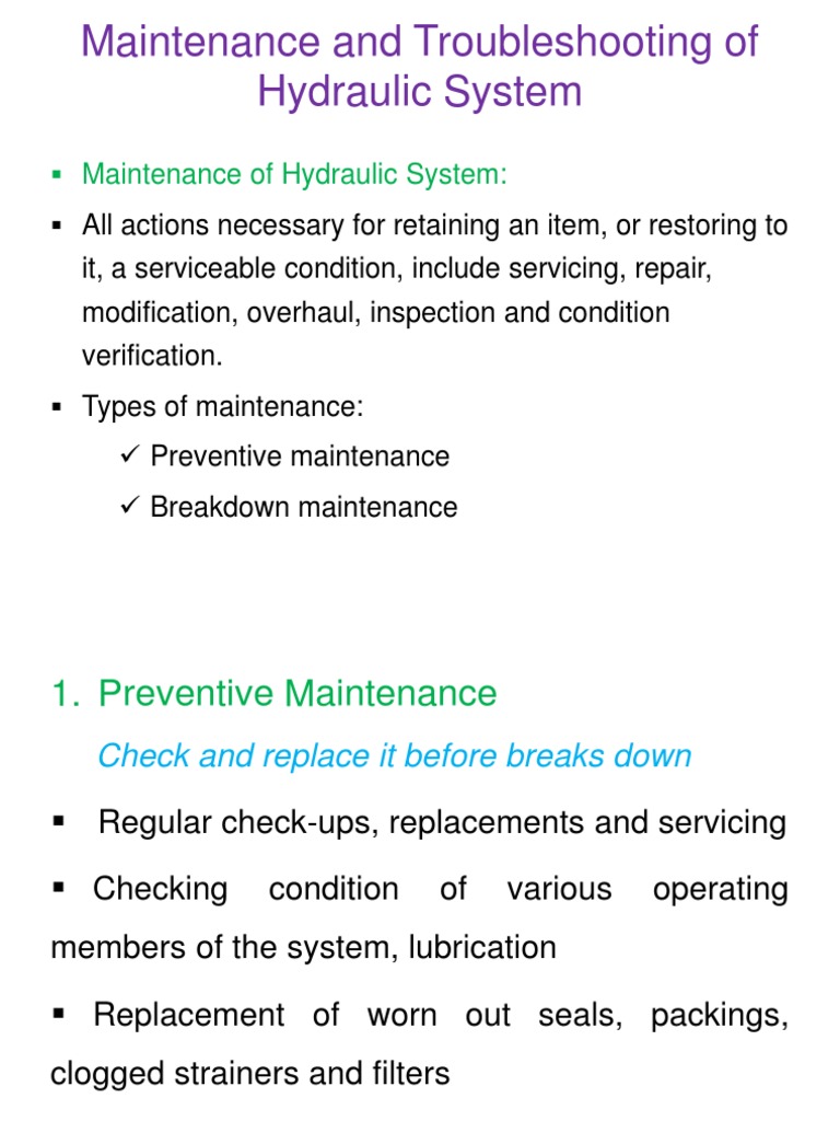 Hydraulic System Maintenance & Troubleshooting | PDF | Pump | Valve
