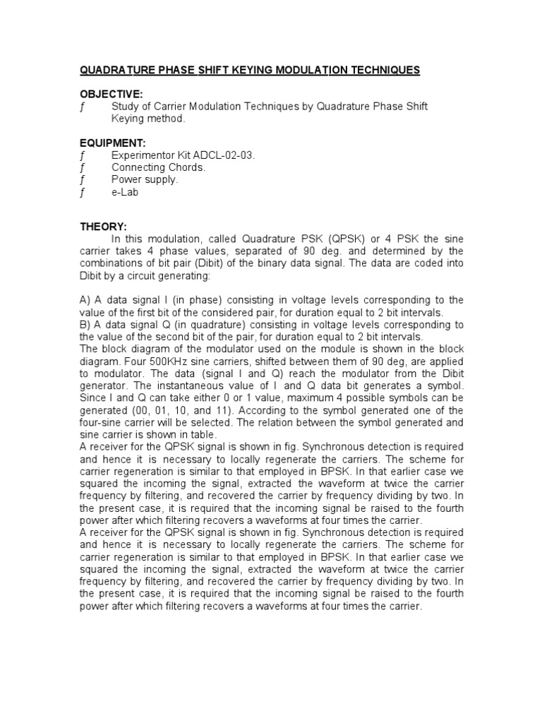 QPSK Modulation for Engineers | PDF | Modulation | Electronics