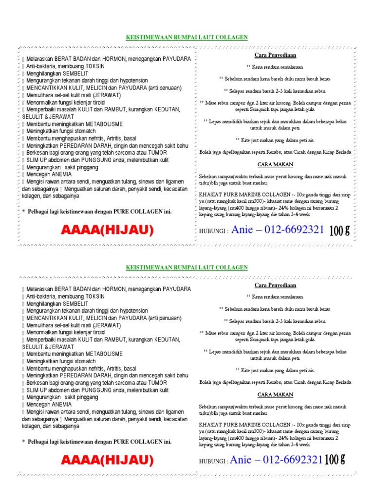 Manfaat Rumpai Laut Kolagen | PDF
