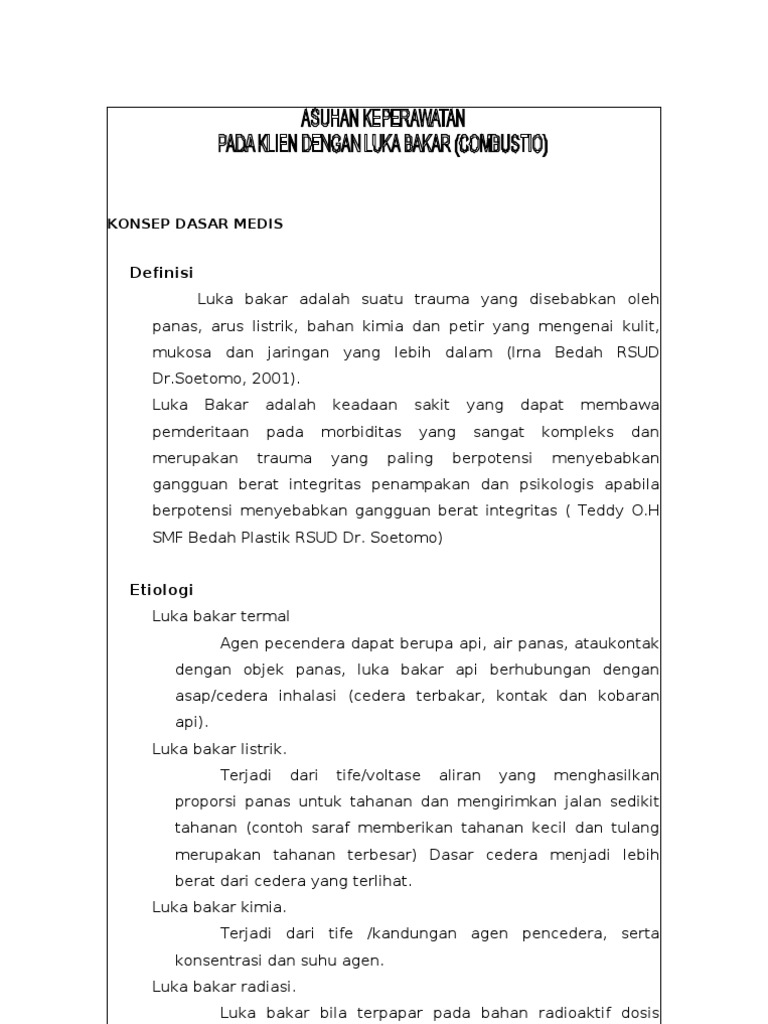 Askep Luka Bakar Combustio Gr Ii 45