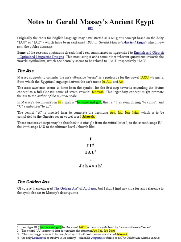 Notes To Gerald Massey's Ancient Egypt | PDF