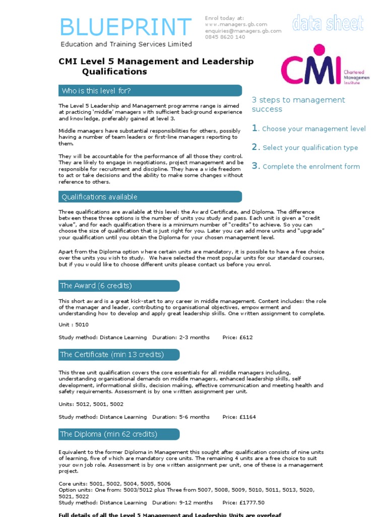 Level 5 Management And Leadership Qualification Guide Pdf Project Management Leadership