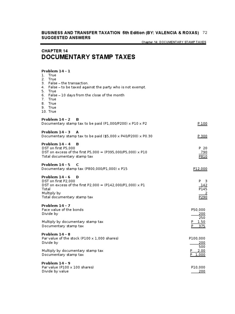 Chapter 14 - Documentary Stamp Tax | Taxes | Documentary Film