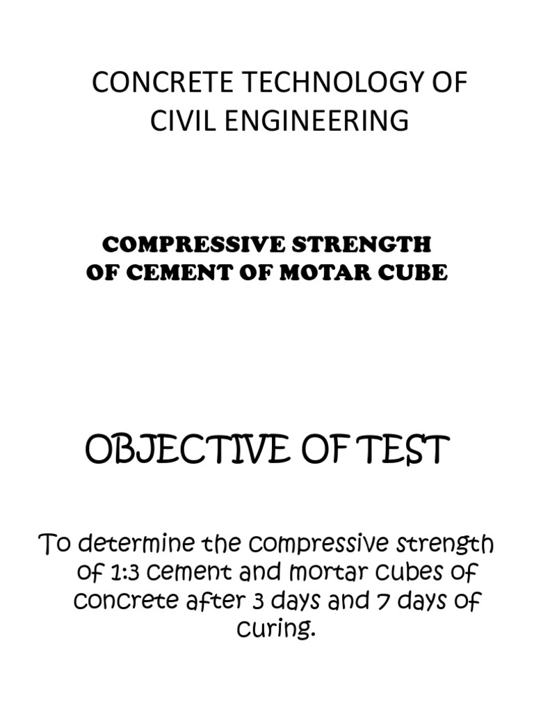 Compressive Strength of Cement Cubes | PDF
