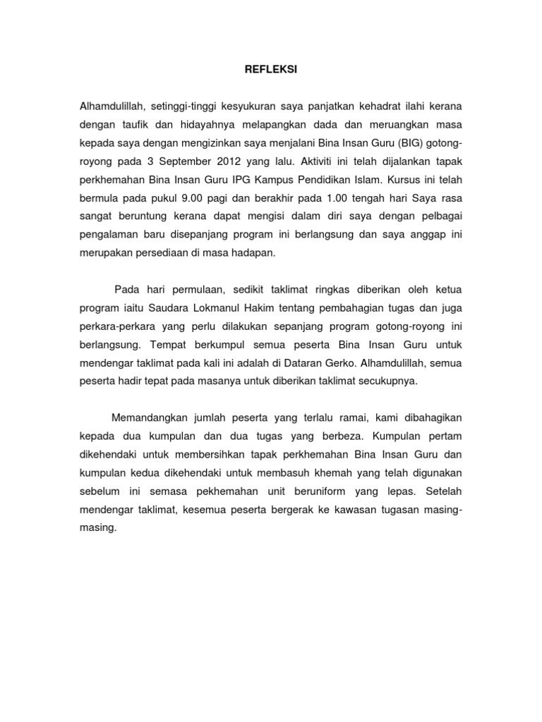 Refleksi Gotong Royong