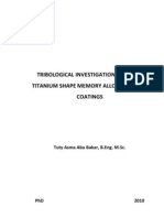 Tribological Investigation of Niti Thin Films