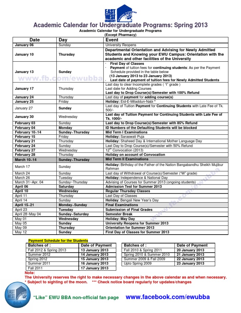 EWU Academic Calendar Spring 2013 PDF Academic Term Learning