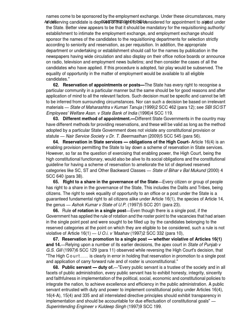 Article 16: Employment Rights in India | PDF | Mandamus | Equal Opportunity