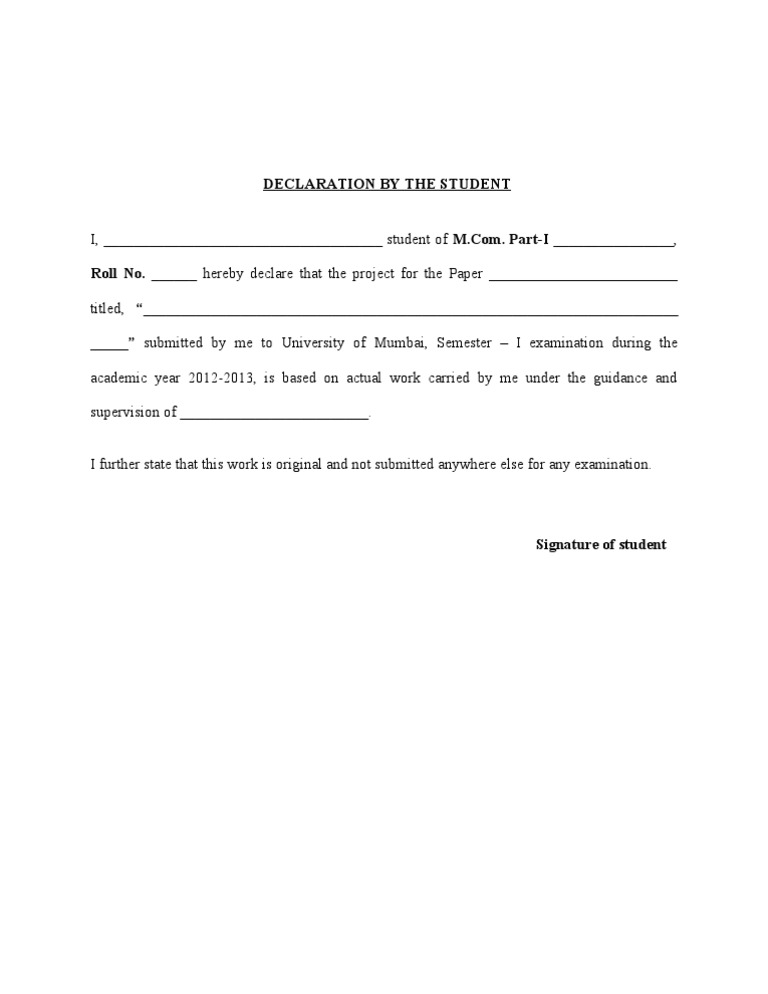 Student Project Declaration Form | PDF | Career & Growth