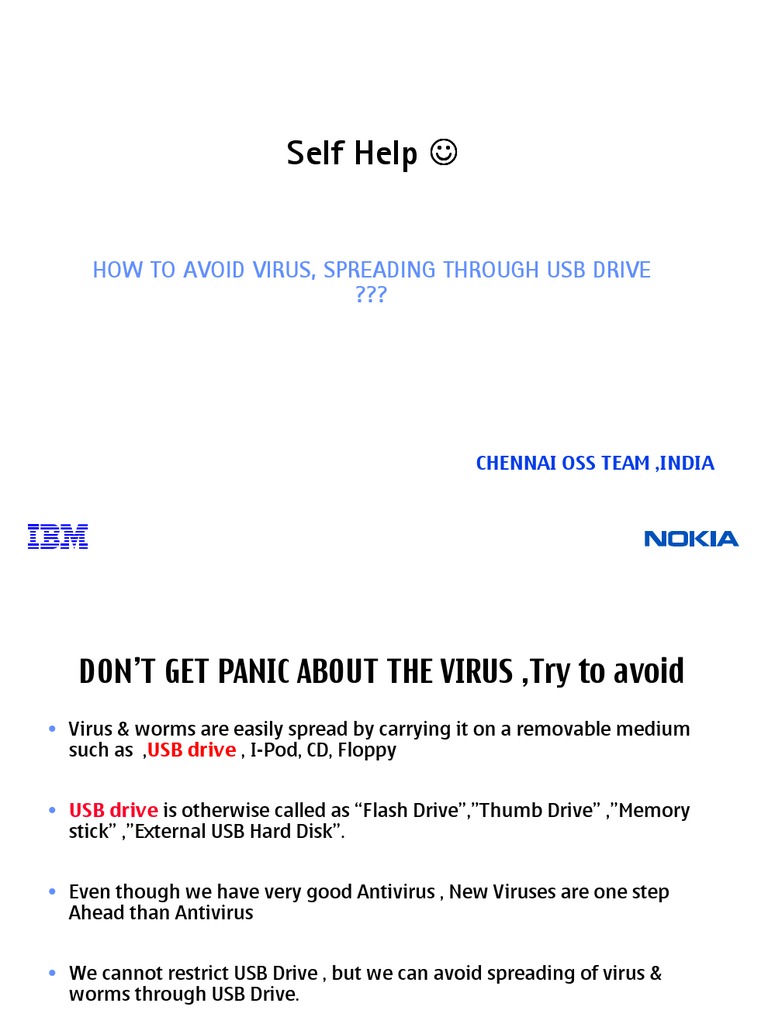 Self Help : How To Avoid Virus, Spreading Through Usb Drive ??? | PDF ...