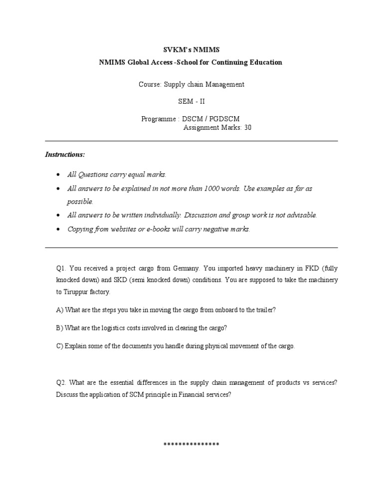 Supply Chain Management Assignment Guide | PDF | Business | Computers