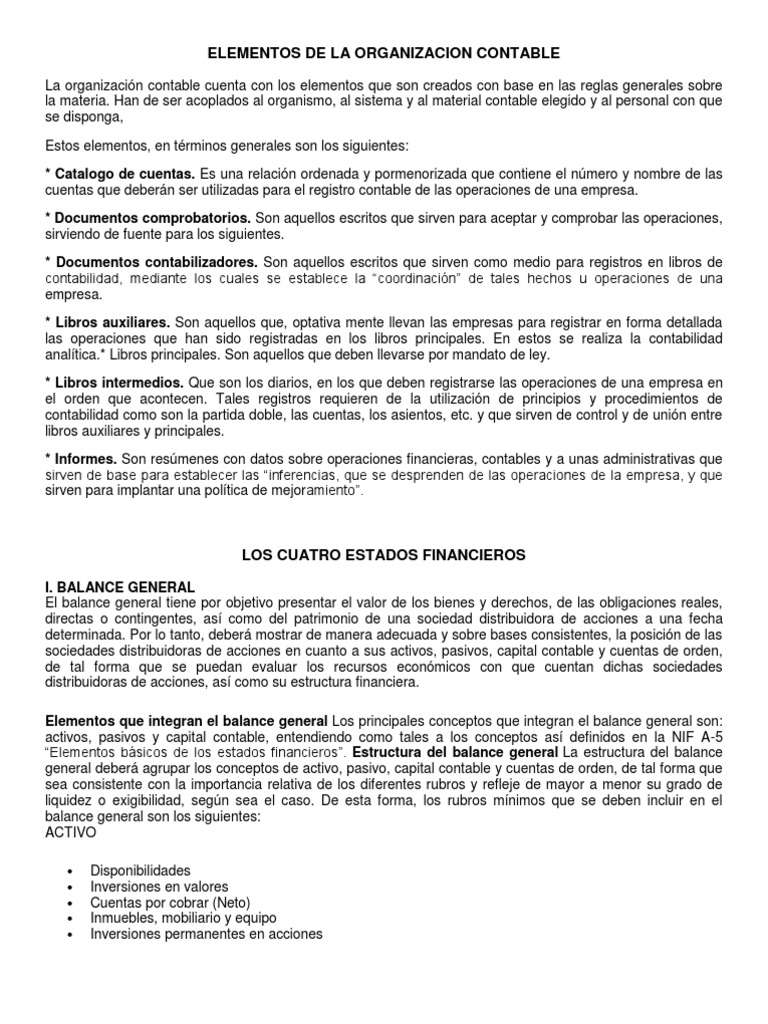 Elementos de La Organizacion Contable | PDF | Estado de resultados ...