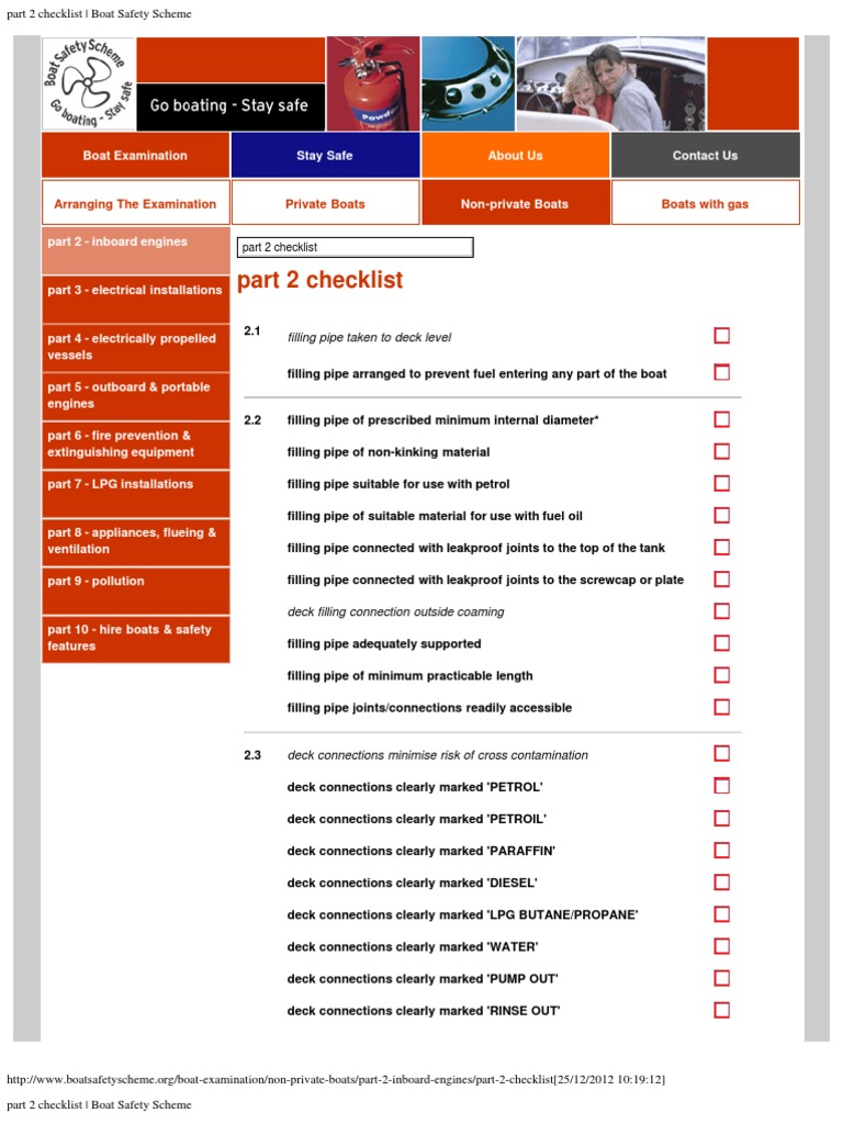 Part 2 Checklist Boat Safety Scheme PDF Carburetor Pipe (Fluid Conveyance)