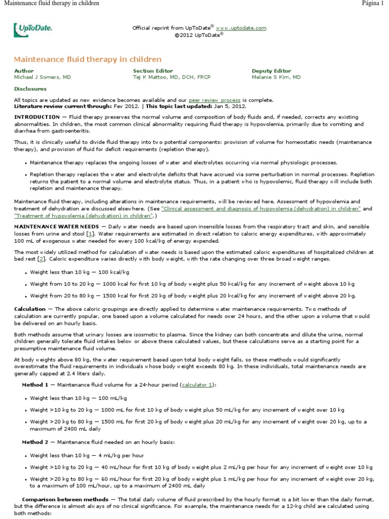 Maintenance Fluid Therapy in Children Dehydration Electrolyte