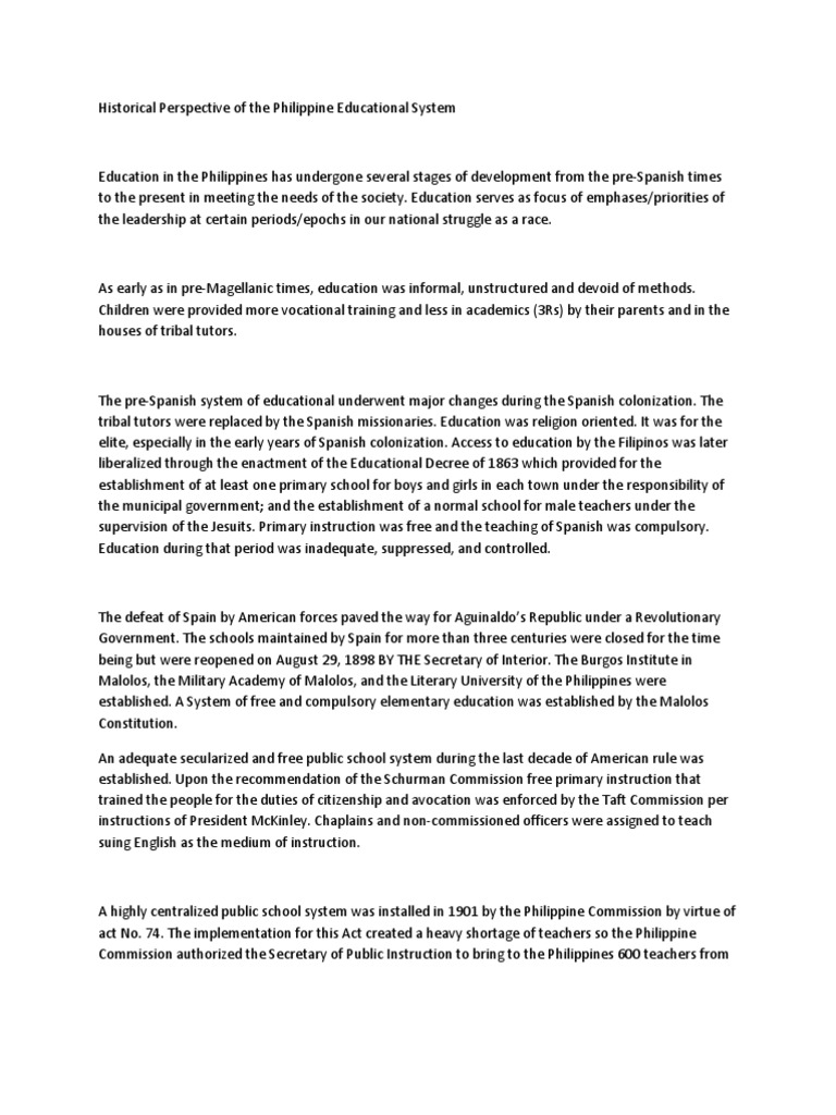 Evolution of Philippine Education System | PDF | Philippines | Government