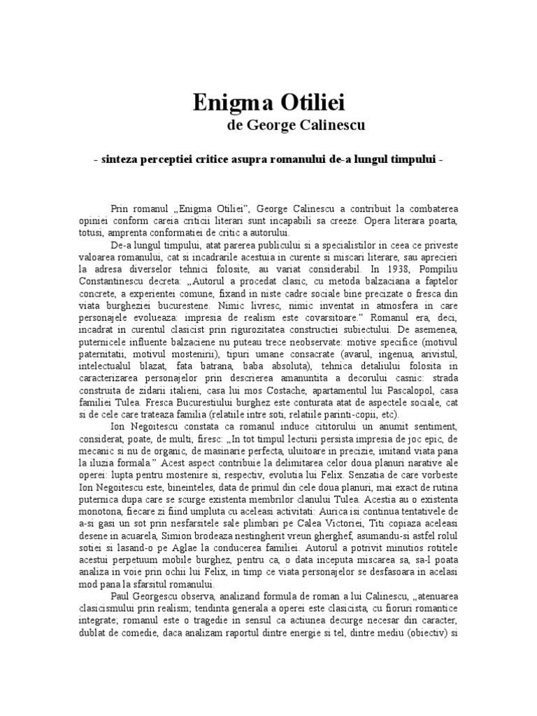 Critica Enigma Otiliei