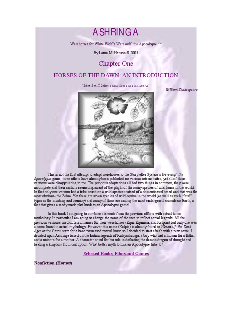 Ashringa1 Horses of The Dawn An Introduction PDF Horses Equus