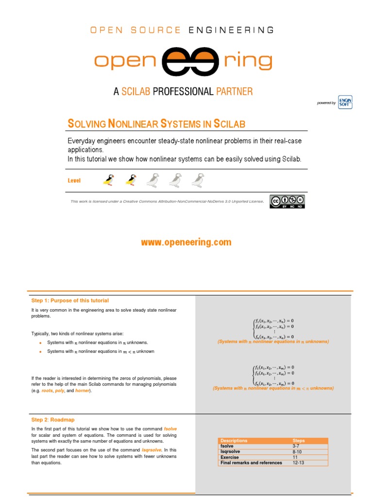 Nonlinear Systems Scilab | PDF | Equations | Nonlinear System