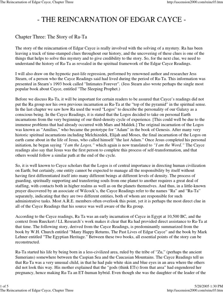 3 The Reincarnation Of Edgar Cayce Chapter Three - 