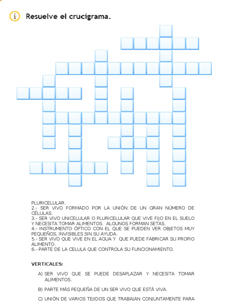 Crucigrama de La Celula PDF