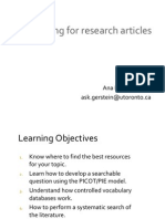 Searching For Research Articles: January 2013 Ana Patricia Ayala Ask - Gerstein@utoronto - Ca