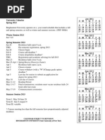 University Calendar Fall 2011 & Spring 2012 | PDF