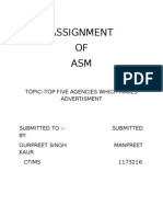 Assignment OF ASM: Topic:-Top Five Agencies Which Makes Advertisment