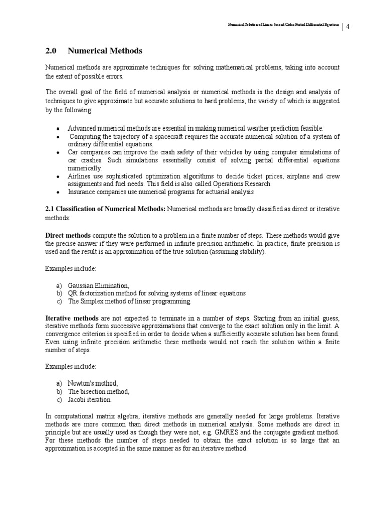2.0 Numerical Methods: Numerical Solution of Linear Second Order ...