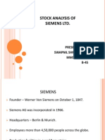 Stock Analysis of Siemens LTD.: Presented By:-Swapnil Shrivastava Mms-Finance B-45