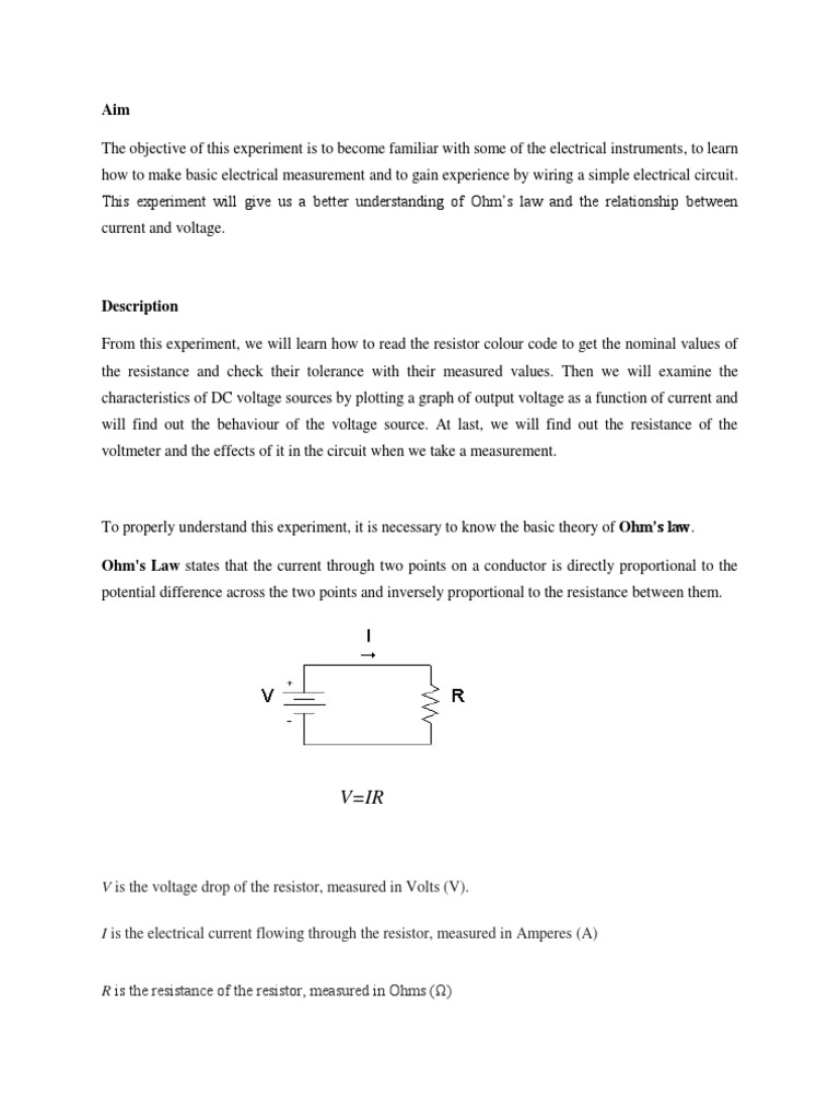 Lab Reports on Electrical Measurement Electrical Resistance And