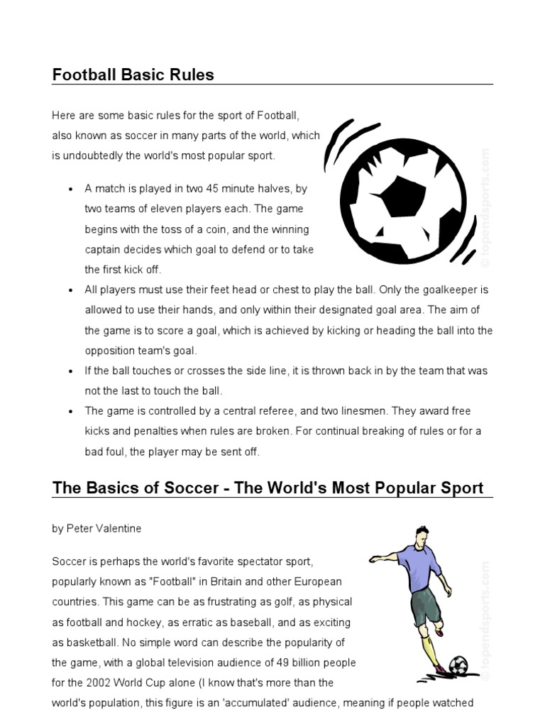 Football Basic Rules Association Football Team Sports