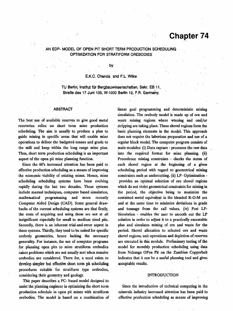 EDP Model for Stratiform Ore Scheduling | PDF | Scheduling (Production ...