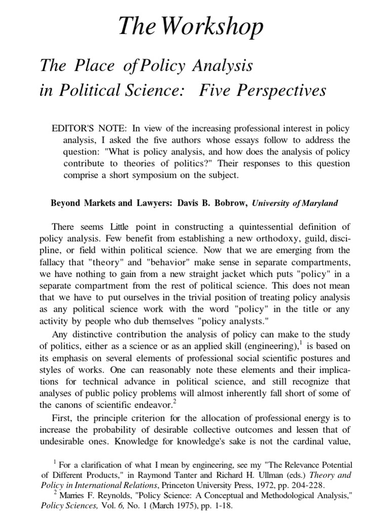 Policy Analysis in Political Science | PDF | Policy Analysis | Science