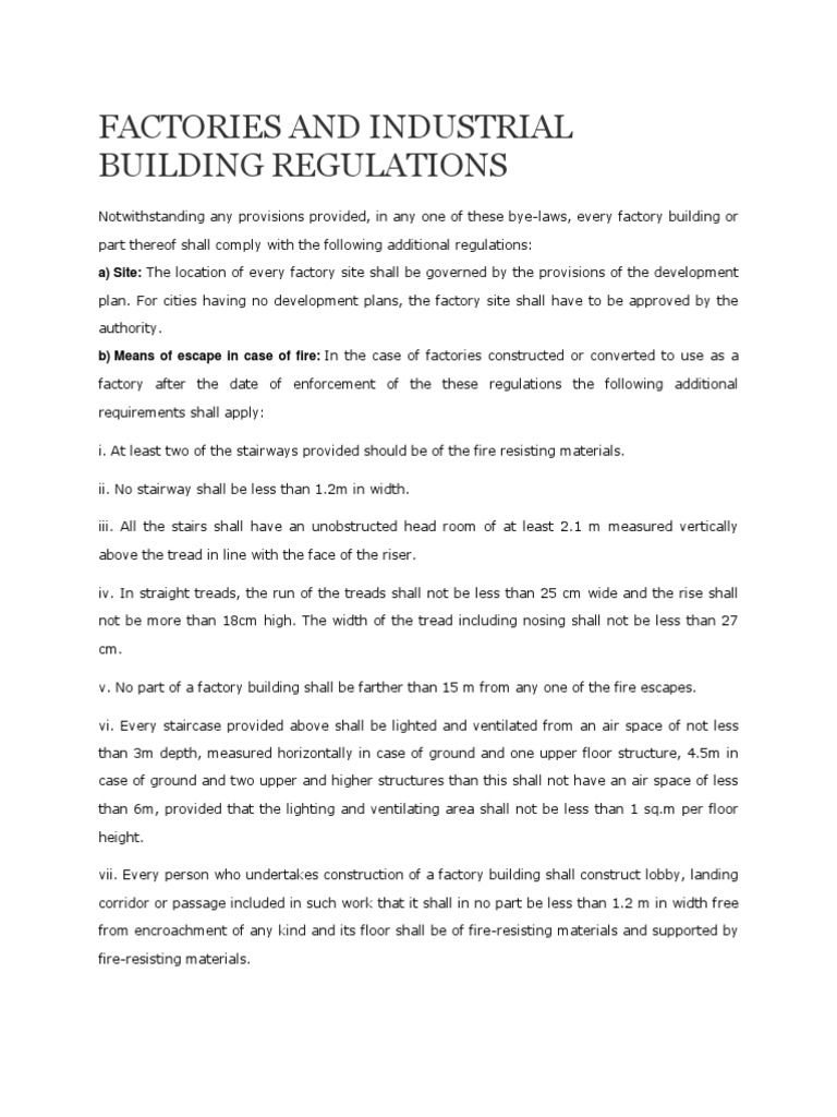 Factories and Industrial Building Regulations PDF Stairs Nature