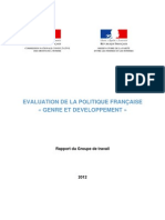 Evaluation de La Politique Française Genre Et Developpement